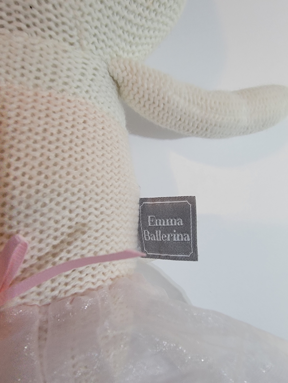 Emma Ballerina Doll in Pink and Cream - Soft Knit Kids Toy - Picture 5 of 6